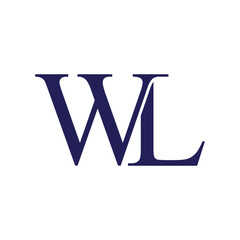letter wl logo design vector with serif font for legal services business