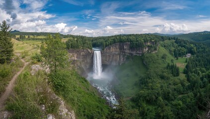 Perspective of the tallest waterfall in the Balkans, Heavenly Spray, standing 124.5 meters high