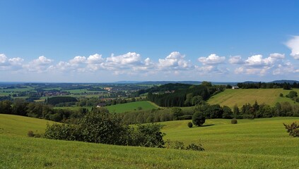 Obraz premium Hamlet surrounded by lush greenery in a scenic region