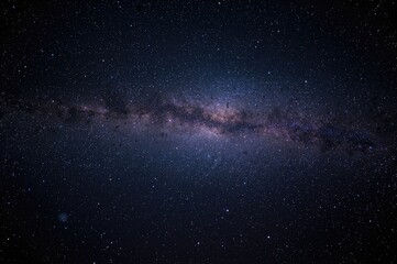 Fototapeta premium Starry night sky featuring the Milky Way galaxy with stars and cosmic dust in the backdrop