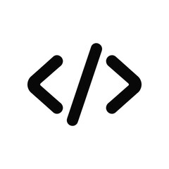 Fototapeta premium Black coding symbol icon illustration on white background for website and print