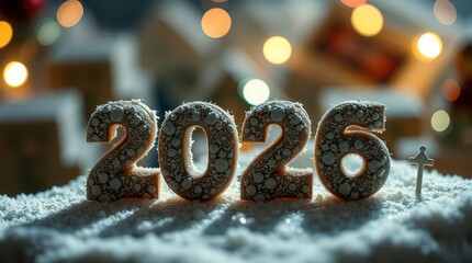 New Year 2026 winter snow nature night