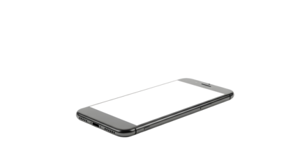 Gray phone resting on black backdrop