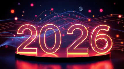 New Year 2026 neon abstraction background texture