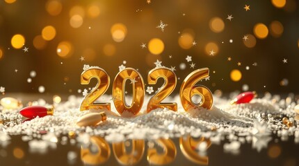 New Year 2026 night glitter water reflections