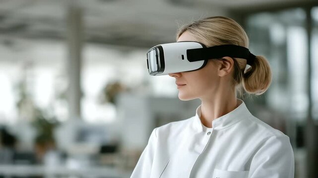 female student wearing VR headset exploring space simulation immersive STEM experience digital education innovation cinematic color correction, gentle backlight, clean negative space, high quality