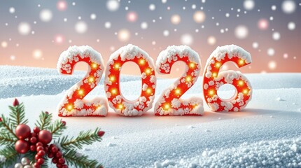 New Year 2026 glitter holiday snowflakes winter