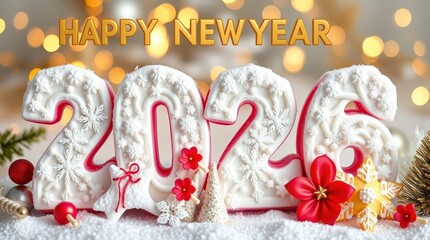 New Year 2026 glitter holiday snowflakes decorations