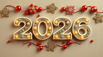 New Year 2026 in the room on the wall holiday snowflakes decorations