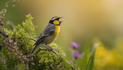Fototapeta premium Eurasian siskin perched in its natural environment, showcasing wildlife diversity, preservation