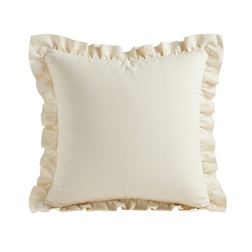 Textured Cream Decorative Pillow with Ruffles - Bedroom & Sofa Accent