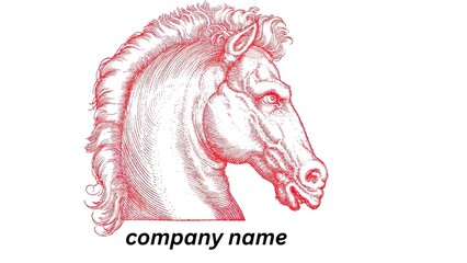 Elegant horse head logo design in vintage engraved style symbolizing strength, power, speed, and prestige — classic equestrian illustration for company branding and luxury identity.