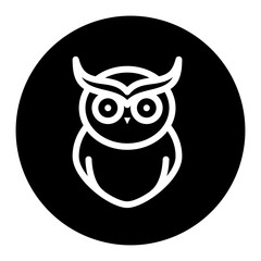 black and White illustration of a owl on circle background