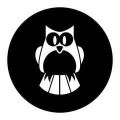 black and White illustration of a owl on circle background