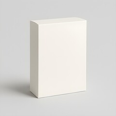 Clean white blank product box mockup on a neutral background