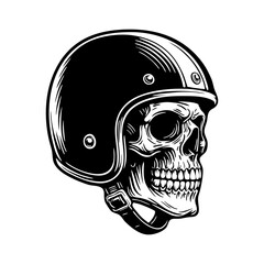 Biker Skull Helmet Vector | Motorcycle Rider Illustration | Vintage Gothic Art | Rebel Skull Emblem | Tattoo Style Moto Design