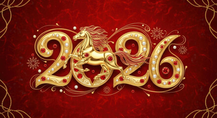 2026 Golden Steed New Year Font Poster