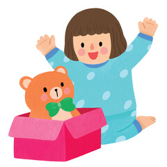 Illustration of Child Playing with Teddy Bear