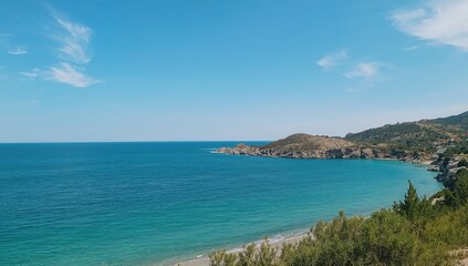 Fototapeta premium Scenic panorama of a Mediterranean coastline with natural landscapes