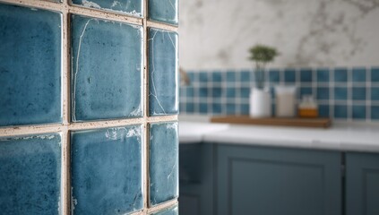 Naklejka premium Blue ceramic tile backdrop, vintage texture for decorative use