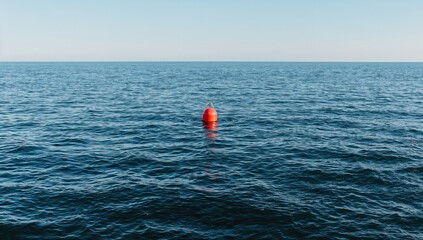 Crimson Marker Buoy Guiding Through Peaceful Waters