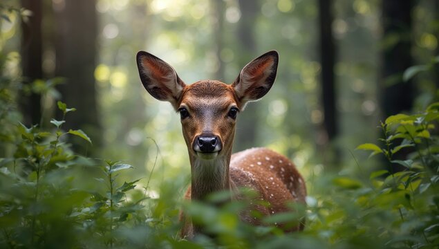 Close-up view of deer in the wild environment