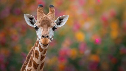 Obraz premium Adorable giraffe displaying curiosity, focus on wildlife observation