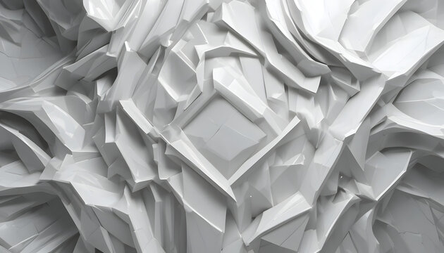Abstract silver metal texture with geometric cubes and crumpled paper background