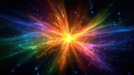 Naklejka premium Bright colors burst forth in a dynamic display evoking feelings of energy and creativity in the cosmos.