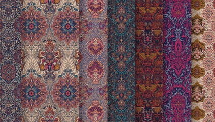 Beautiful continuous patterns featuring complex digital fabric artwork.