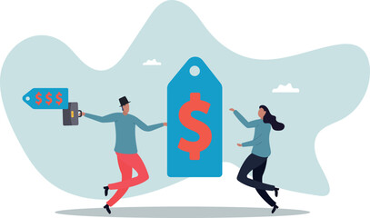 Fototapeta premium Business pricing model, how to calculate price that customer have to pay for work.about a man and his life.