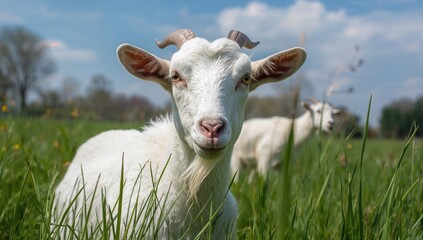 Obraz premium Close-up of an elegant light-colored goat