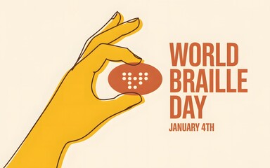 Hand holding braille symbol for world braille day celebration