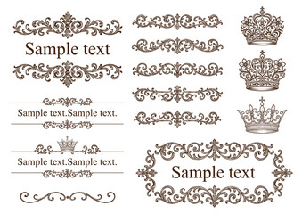 ビンテージレトロフレームセット王冠・バラ