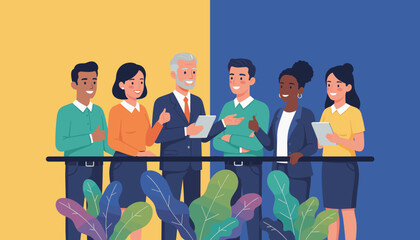 Diverse professional team collaborates smiling and giving thumbs up Corporate success and approval