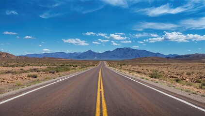 Fototapeta premium Two yellow lines on a road indicating no passing allowed