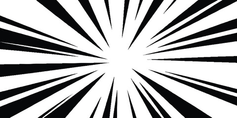 Sunbrust grunge  black and white comic pop art background,Abstract black and white radiating lines converging.