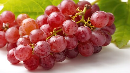 Fototapeta premium Detailed view of ripe red grapes in bunches