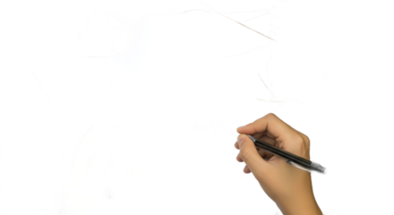 A hand draws on a mysterious canvas