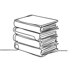 Simple continuous line drawing of stack of books for International Day of Education