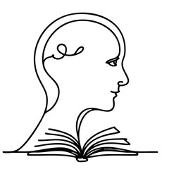 A conceptual image of a person and a book representing the phrase "knowledge is power"