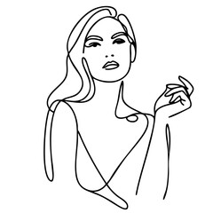 Single line drawing in modern minimalist style of youth empowerment and education concept on white background with copy space