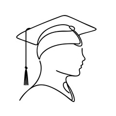 Simple continuous line drawing of graduation cap for International Day of Education