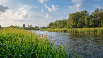 Lush Greenery Along the Scenic Waterway