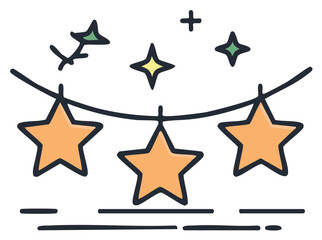 Festive star garland with sparkling accents and celebratory feel