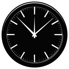 Minimalist Black Clock Face with White Hands Showing Time