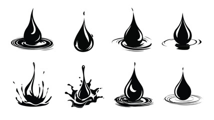 Elegant Water Drop Silhouette Set with Liquid Splash Creative