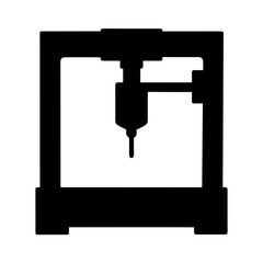Industrial cnc machine in a stark black silhouette