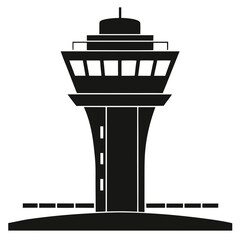 Modern airport control tower silhouette for aviation services