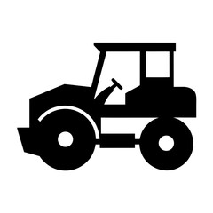 Black silhouette of a road roller vehicle